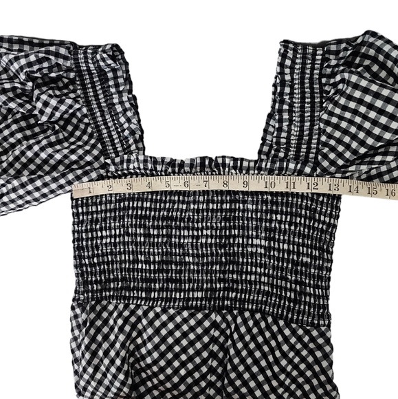 Ganni Searsucker Midi Dress Black White Plaid Check New With Tags Size 36 US 6 - Picture 6 of 10